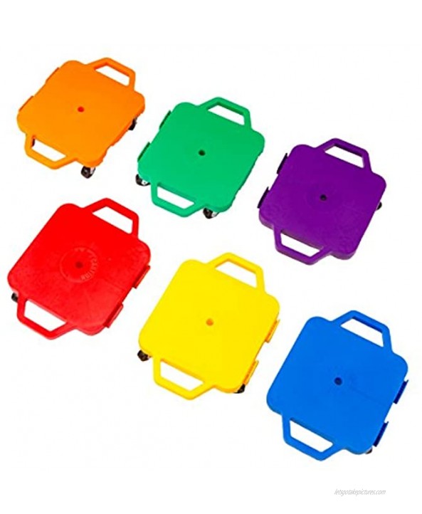 Cosom Scooter Board 12 Inch Children's Sit & Scoot Board with 2 Inch Non-Marring Metal Casters & Safety Guards for Physical Education Class
