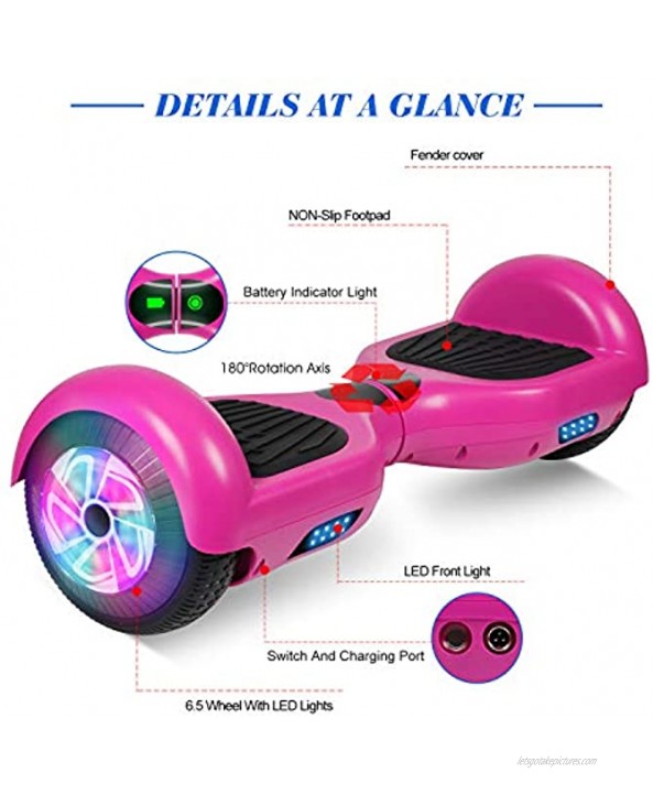 FLYING-ANT Hoverboard 6.5 Inch Self Balancing Hoverboards with LED Lights Hover Board for Kids Teenagers-No Bluetooth