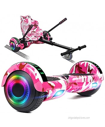 FLYING-ANT Hoverboard with Seat Attachment 6.5” Self Balancing Scooter with Hoverkart Hoverboards with Bluetooth and LED Lights Best Gift for Kids and Teenagers ,Shipping from USA