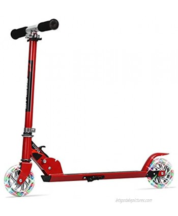 Goplus Folding Kick Scooter for Kids 2 Flash Wheels Deluxe Aluminum Rear Fender Brake ,Adjustable Height Sports Scooter for Girls and Boys Kids Age 4-13 Years Old