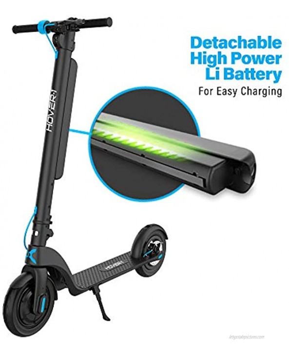 Hover-1 Blackhawk Electric Kick Scooter Portable Long Range Electric Scooter Removable Battery 10-inch Pneumatic Tires- 350W Motor
