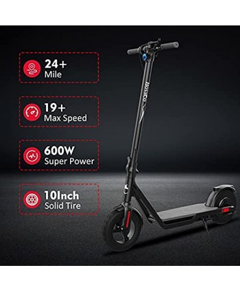 HOVSCO Electric Scooter for Adults Powerful 600W Motor Up to 19 MPH 24 Miles Long-Range Battery 10-inches Fat Tires UL Certified Foldable and Portable