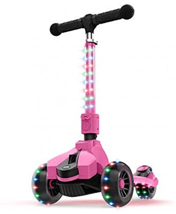 Jetson Saturn Folding 3-Wheel Kick Scooter with Light-Up Stem & Deck Lean-to-Steer Design with Sturdy Wide Deck & Adjustable Height for Kids 3 & Up Pink