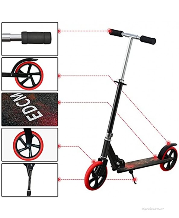 Kick Scooters for The Ages 12 and Up Adult Scooter 200 lbs with Cool Big Wheels 200mm Foldable Adult Sized Scooter for White-Collar Workers Folding Commuter Scooter Height Adjustable