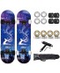 LOSENKA 31" Standard Skateboard with 2 Sets Wheels,7 Layer Canadian Maple Double Kick Deck Concave Board with Tool for Beginners and Pro