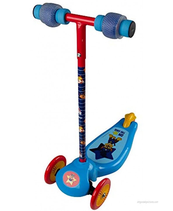 PlayWheels PAW Patrol Chase 3-Wheel Kids Leaning Scooter with Squish Grips Blue