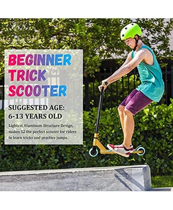 Pro Scooter Entry Level Trick Stunt Scooters for Kids Ages 6 Years and Up Aluminum and Lightweight Complete BMX Freestyle Scooter for Beginners