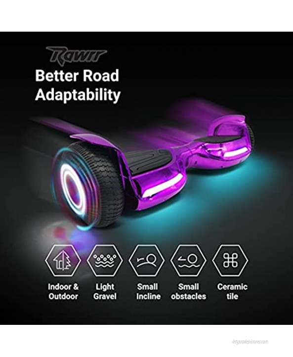 Rawrr Hoverboard for Kids and Adults with Bluetooth Speaker and LED Lights Electric Self Balancing Scooters Hoverboards for Girls and Boys Advanced Safety Features Transforming Color