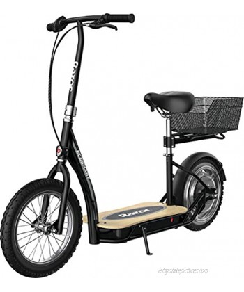 Razor EcoSmart Metro Electric Scooter – Padded Seat Wide Bamboo Deck 16" Air-Filled Tires Rear-Wheel Drive