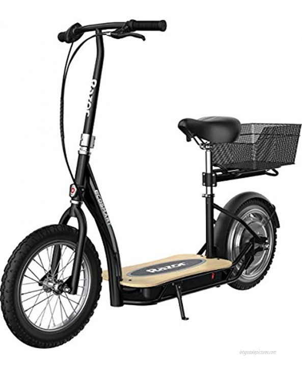 Razor EcoSmart Metro Electric Scooter – Padded Seat Wide Bamboo Deck 16 Air-Filled Tires Rear-Wheel Drive