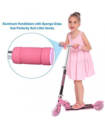 Scooter for Kid Mini Kick Scooter Aluminum Folding Scooters Adjustable Height with Light Up Wheels for Girls Boys Toddler Max Load 110lbs US Stock