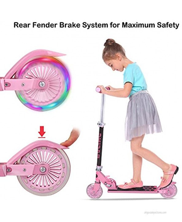 Scooter for Kid Mini Kick Scooter Aluminum Folding Scooters Adjustable Height with Light Up Wheels for Girls Boys Toddler Max Load 110lbs US Stock