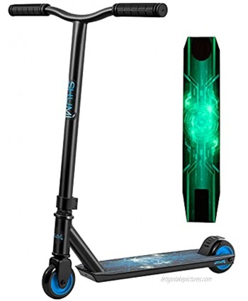 SHUMI Glow Pro Stunt Scooter Aluminum Beginner Trick Scooter for Kids 8 Years and Up Kick Scooter for Boys and Girls Teens Adults Blue