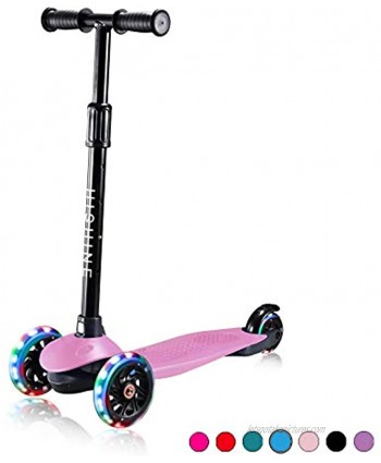 Toddler Scooter for Kids 3 Wheels Scooter for Boys Girls Kick Scooter with Light Up Wheels Adjustable Height Easy to Learn Solid & Sturdy Fits Children Ages 2-5 Years Old