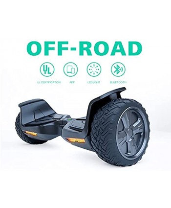 TOMOLOO Hoverboard UL2272 Certified 8.5 Inch Off Road Hoverboard App Controlled Electric Self Balancing Scooter for Kids and Adults with Bluetooth Speaker and LED Light