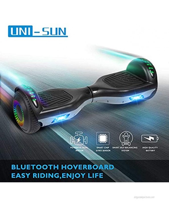 UNI-SUN Hoverboard for Kids 2.6 Times Walking Speed Fashion Color Mixing Design for Kids Hoverboard with Bluetooth and LED Lights 6.5 Inch