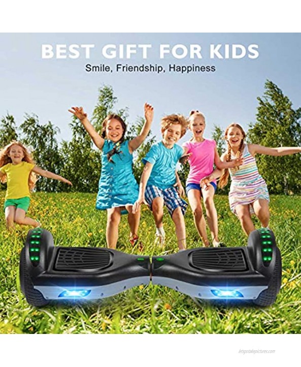 UNI-SUN Hoverboard for Kids 2.6 Times Walking Speed Fashion Color Mixing Design for Kids Hoverboard with Bluetooth and LED Lights 6.5 Inch