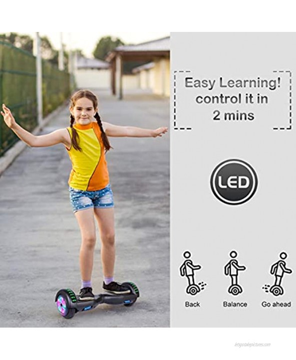UNI-SUN Hoverboard for Kids 2.6 Times Walking Speed Ride The Direction You Want Boys Girls Best Gifts Fun with Friends 6.5'' Hoverboard with Bluetooth and Lights