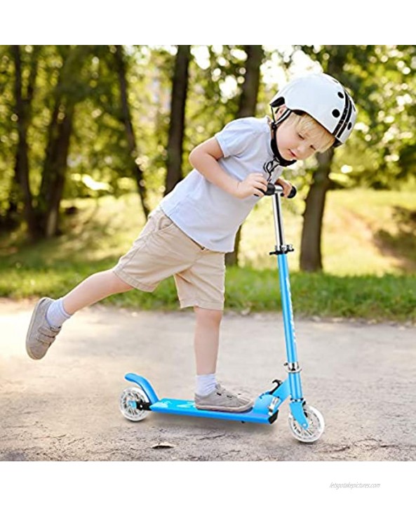 WheoZ Kick Scooters for Kids 2 Wheel Folding Kick Scooter for 3+Years Old Boys & Girls 3 Adjustable Height PU LED Light Up Wheels for Children