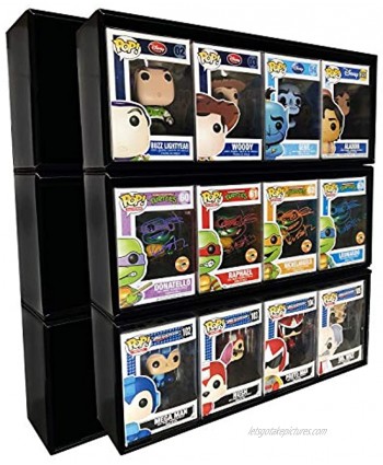 6 Single Row in Box Display Cases for 4 in. Vinyl Collectible Toy Figures Black Cardboard