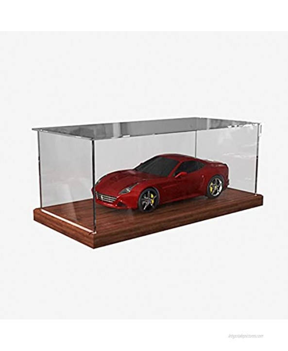 chiwanji Clear Acrylic Model Car Display Case with Wood Base 1:18 Scale for Figures Dolls