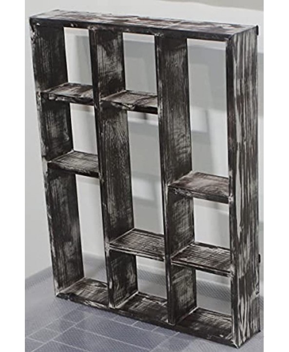 Large 21 Inch Rustic Brown Wood Freestanding & Wall Mountable Shadow Box Display Shelf Shot Glass Rack