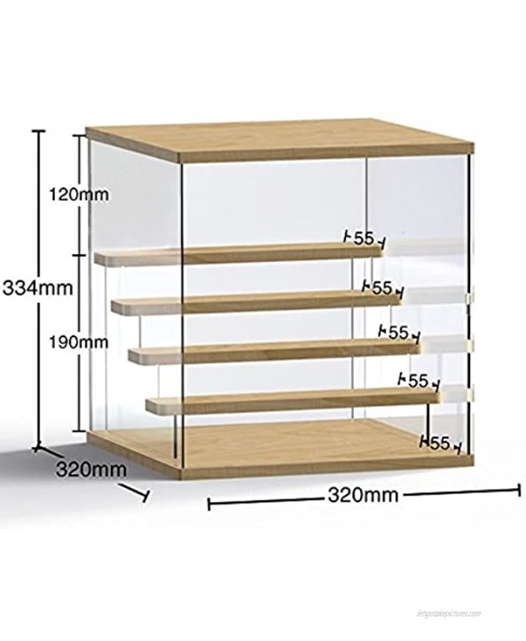 Nynelly 5 Tier Clear Acrylic Display Case Stand Assemble Countertop Box Storage Cube Organizer Dustproof Protection Showcase for Action Pop Figures Collectibles Toys,Walnut,12.5L x 12.5W x 13H
