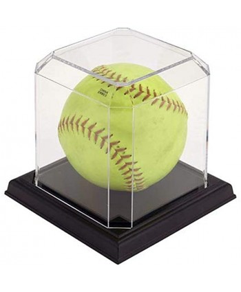 Pioneer Plastics Clear Acrylic Softball Display Case with Base 4" W x 4" D x 4.125" H