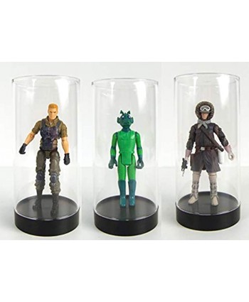 ProTech CC-5 Round Storage Display Acrylic Action Figure Display Case with Black Base 2.25" W x 4.75" H x 2.25" D 2-Pack