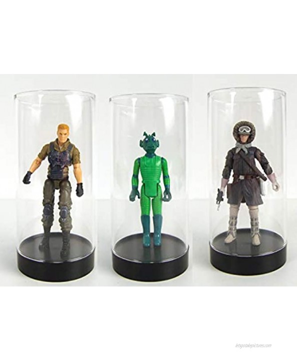 ProTech CC-5 Round Storage Display Acrylic Action Figure Display Case with Black Base 2.25 W x 4.75 H x 2.25 D 2-Pack