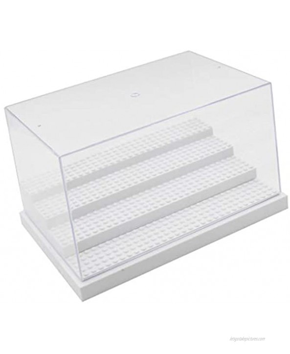 shamjina 4Step Acrylic Dustproof Display Case Fit Model Action Figure Cars Toy Doll White 25x17x14.5cm