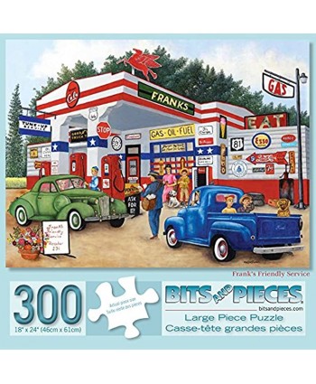 Bits and Pieces 300 Large Piece Jigsaw Puzzle for Adults Frank's Friendly Service 300 pc Americana Summer Jigsaw by Artist Kay Lamb Shannon