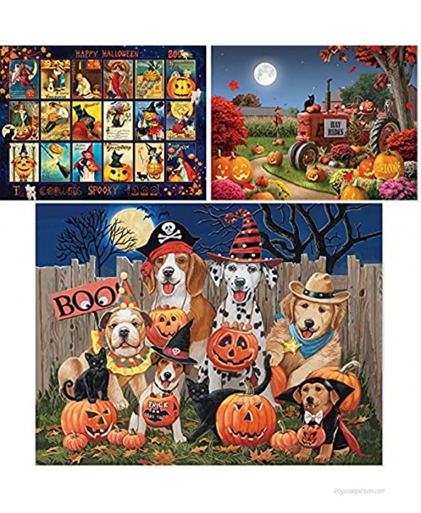 Bits and Pieces Value Set of Three 3 500 Piece Jigsaw Puzzles for Adults Each Puzzle Measures 18 x 24 500 pc Halloween Pumpkin Collection Jigsaws by Multiple Artists