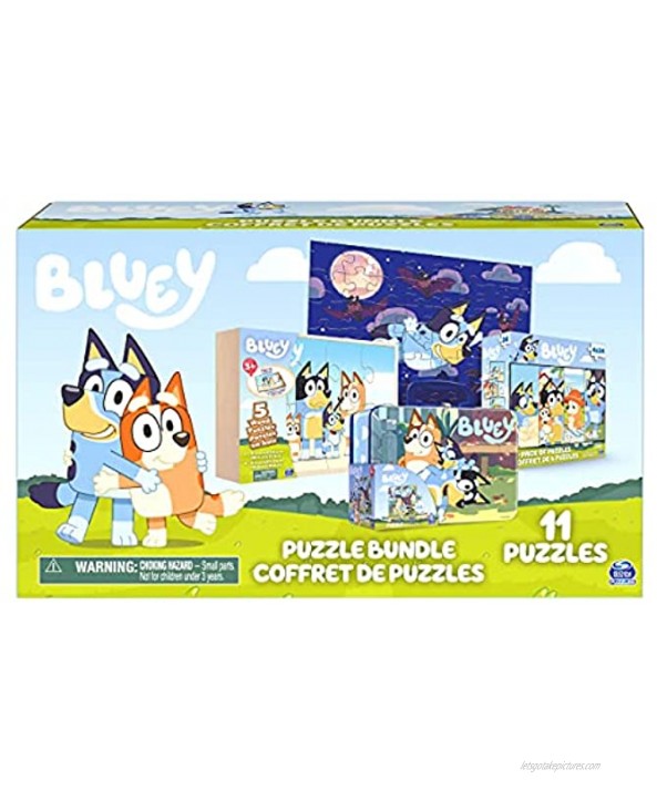 Bluey 11 Puzzle Bundle Set 8- and 24-Piece Wood Fuzzy & Die-Cut Jigsaw Puzzles for Preschoolers and Kids