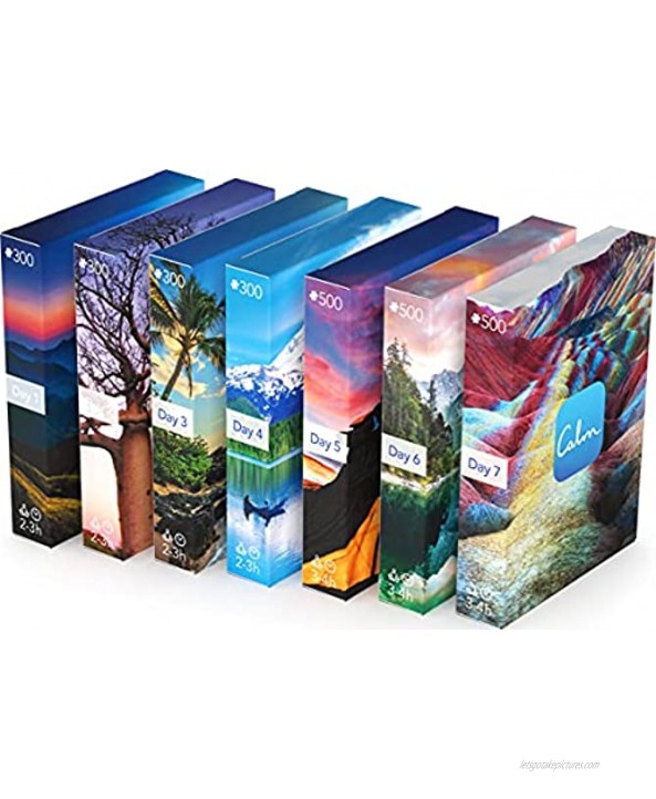 Calm Mindful Puzzle Collection 7-Pack for Relaxation Stress Relief and Mood Elevation for Adults and Kids Ages 8 and up