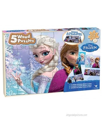 Disney Frozen 5 Wood Puzzles in Wooden Storage Box Styles Will Vary
