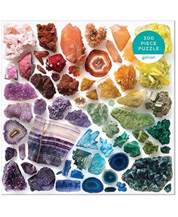 Galison Rainbow Crystals Jigsaw Puzzle 500 Pieces 20”x20” – Features an Array of Crystals and Gems in a Mesmerizing Rainbow of Color – Challenging Perfect for Family Fun – Fun Indoor Activity