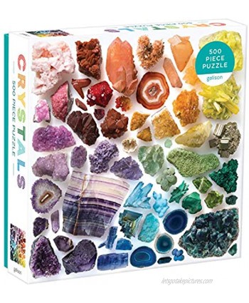 Galison Rainbow Crystals Jigsaw Puzzle 500 Pieces 20”x20” – Features an Array of Crystals and Gems in a Mesmerizing Rainbow of Color – Challenging Perfect for Family Fun – Fun Indoor Activity