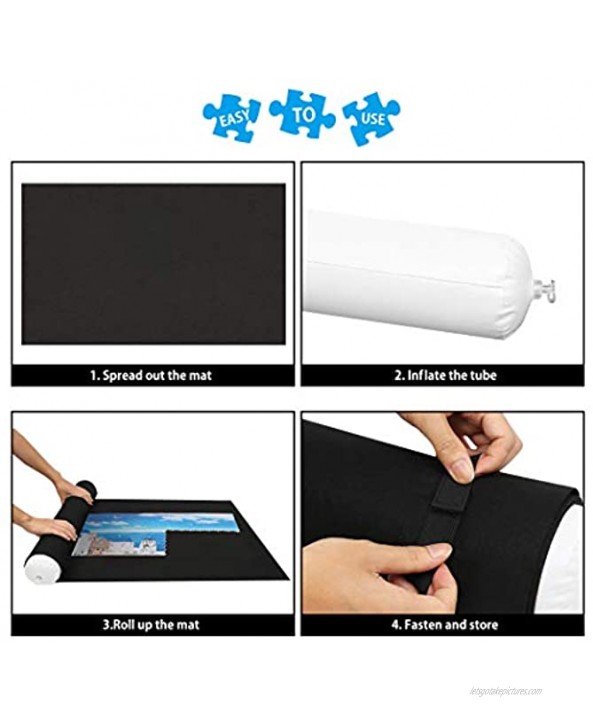 Lavievert Jigsaw Puzzle Roll Mat Puzzle Storage Saver Black Felt Mat Long Box Package No Folded Creases Jigroll Up to 1,500 Pieces Comes with A Drawstring Opening Design Bag