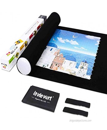 Lavievert Jigsaw Puzzle Roll Mat Puzzle Storage Saver Black Felt Mat Long Box Package No Folded Creases Jigroll Up to 1,500 Pieces Comes with A Drawstring Opening Design Bag