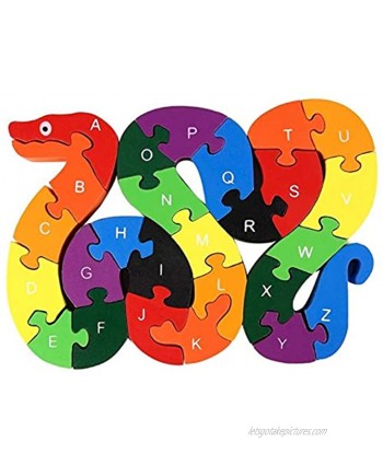 lovestown Alphabet Jigsaw Puzzle Building Blocks Animal Wooden Puzzle  Wooden Snake Letters Numbers Block Toys for Children’s Toys Snake