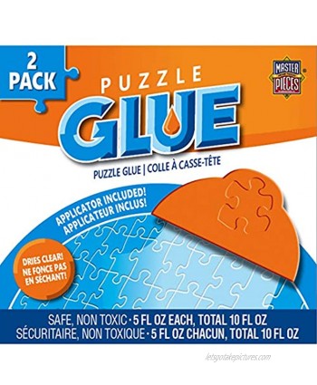 MasterPieces Accessories Jigsaw Puzzle Glue Bottle & Wide Plastic Spreader 5 Ounces each 2 Pack