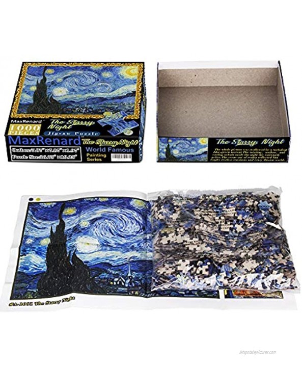 MaxRenard Starry Night Puzzle 1000 Pieces Van Gogh Puzzle 1000 Piece Puzzles for Adults Artwork Jigsaw Puzzle Family Game Puzzle