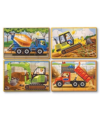 Melissa & Doug Construction Vehicles 4-in-1 Wooden Jigsaw Puzzles 48 pcs