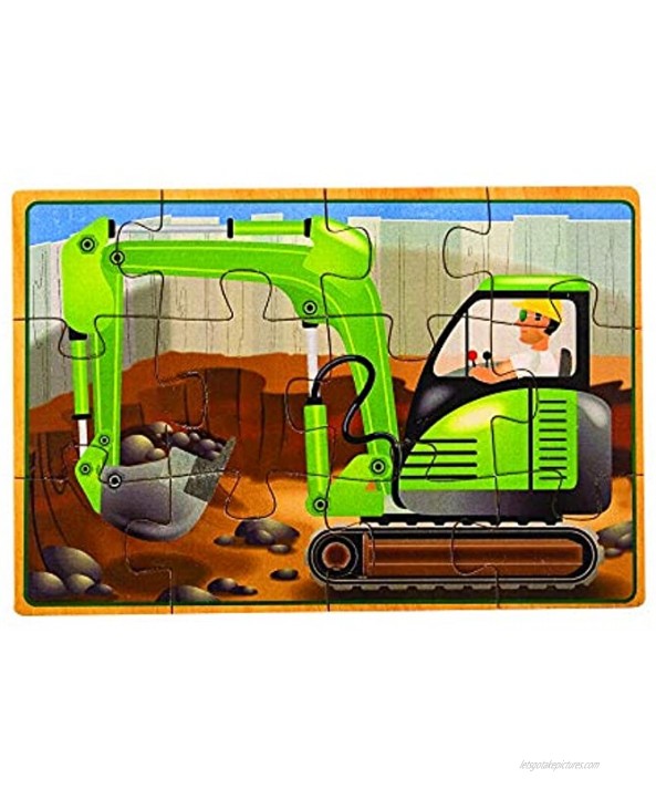 Melissa & Doug Construction Vehicles 4-in-1 Wooden Jigsaw Puzzles 48 pcs