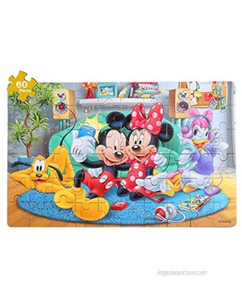 NEILDEN Mickey Mouse Jigsaw Puzzles,Disney 60 Pieces Puzzles for Kids Ages 4-8,Packed in Tin Box,Learning Educational Puzzles for Children Girls and Boys,Puzzle Size:9.2"X5.9"