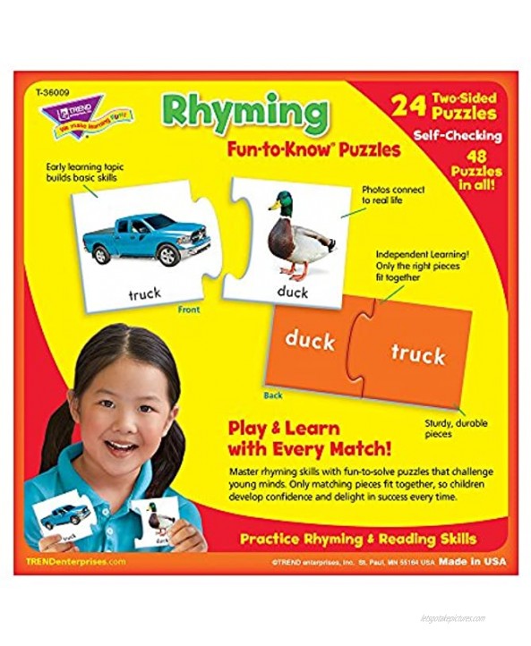 Rhyming Fun-to-Know Puzzles- Matching games to build language skills