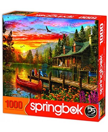 Springbok's 1000 Piece Jigsaw Puzzle Cabin Evening Sunset Made in USA