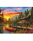 Springbok's 1000 Piece Jigsaw Puzzle Cabin Evening Sunset Made in USA