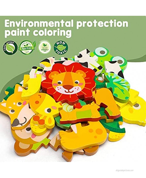 TOY Life 8 Pack Wooden Puzzles for Toddlers- Animal Shape Puzzles Toddler Montessori Toy- Wooden Toys Jigsaw Baby Puzzles- Early Learning Preschool Educational Toys Gifts for 2 3 Years Old Toddler Kid